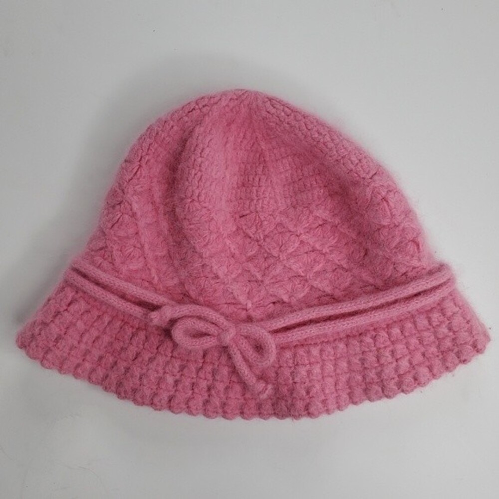 Pink vintage Angora blend cozy cute hat 57cm medium